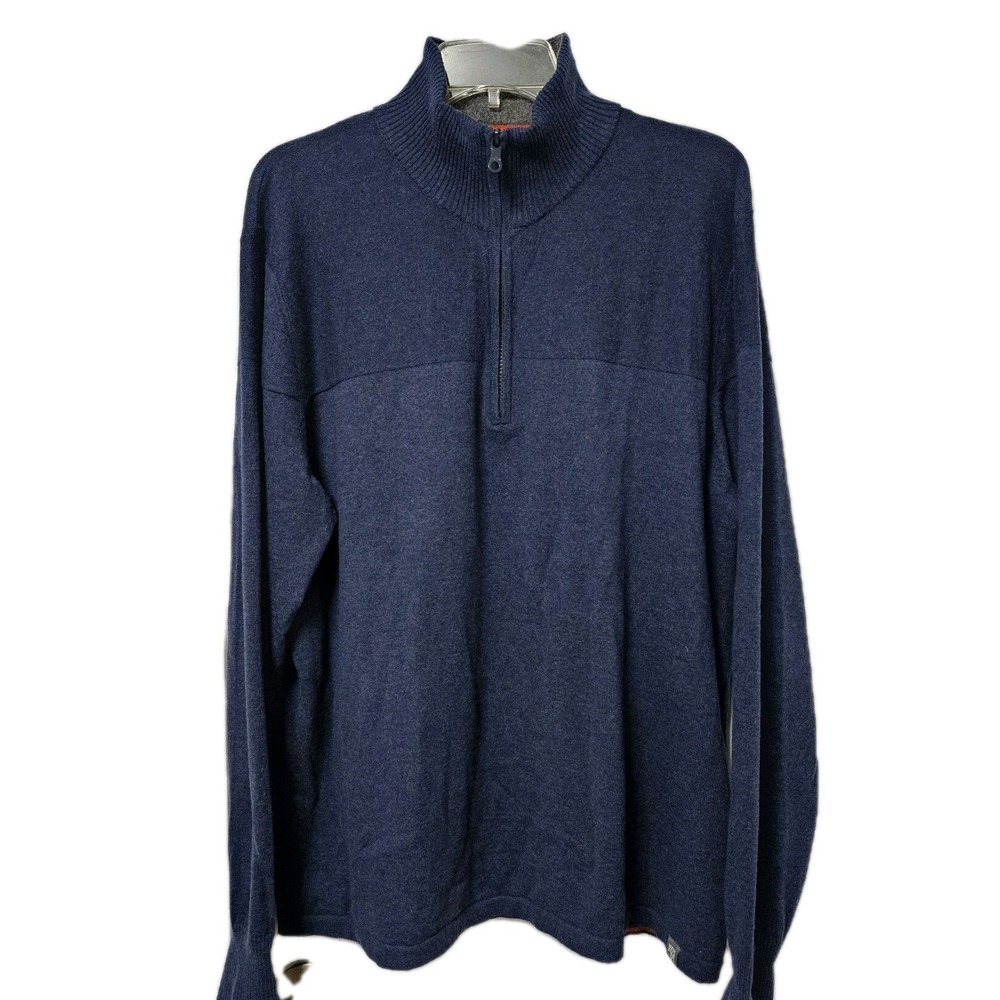 The North Face Pullover Sweater Men's XL Navy Mock Neck Quarter Zip Outdoors EUC